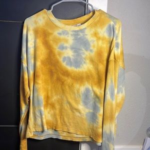 junior, orange and blue long sleeve top